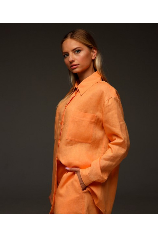 Жіноча лляна сорочка персикова Жіноча лляна сорочка персикова