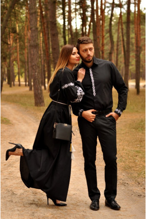 Класична чоловіча сорочка і вечірня жіноча сукня з вишивкою