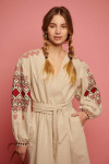 Лляна вишита сукня кольору лате