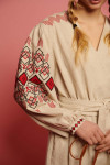 Лляна вишита сукня кольору лате